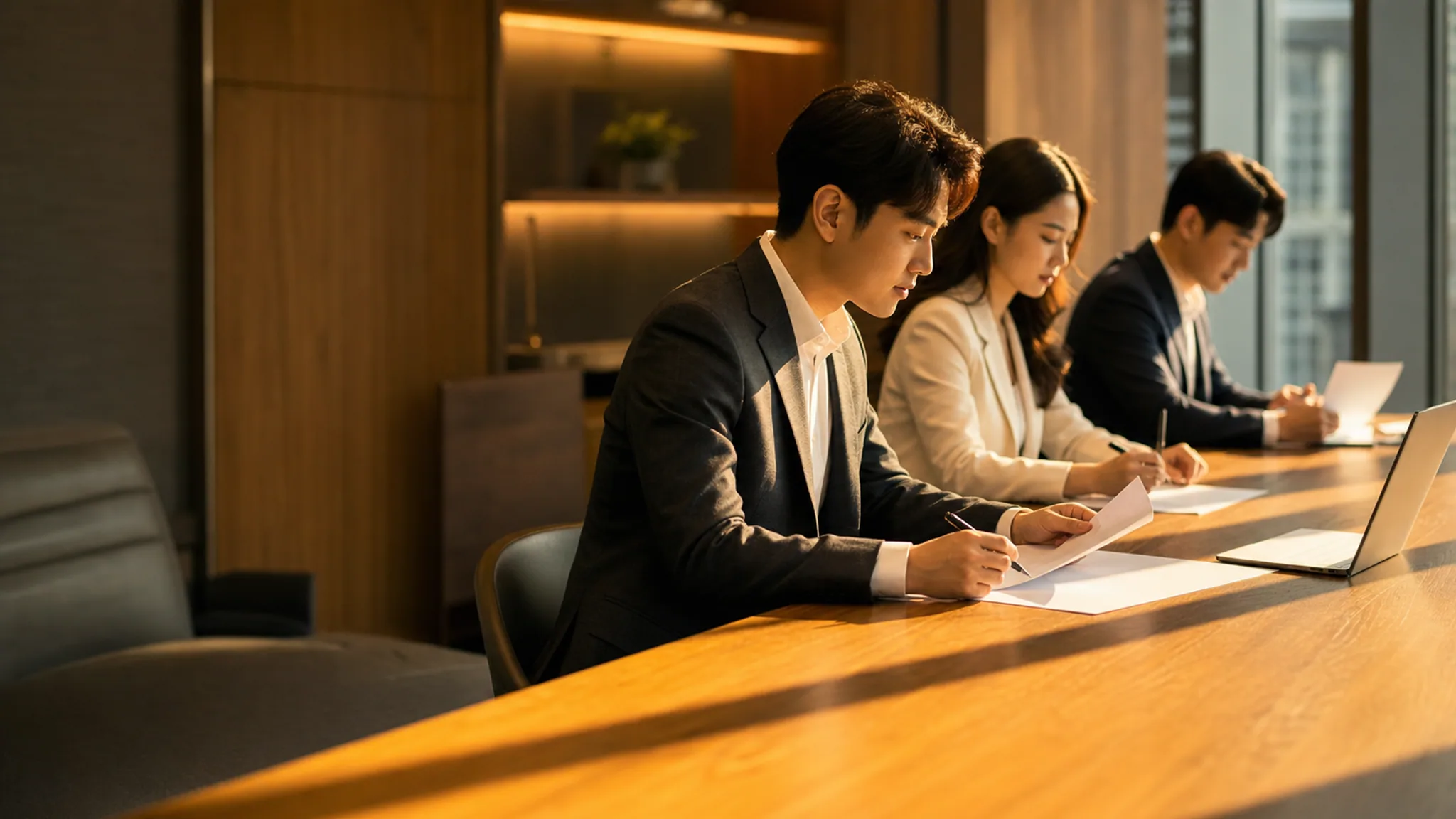 정책자금 신청 절차를 함께 검토하는 컨설턴트들